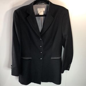 Escada Designer Men’s Wool 2 tone Blazer Coat Sz 42 Long black/gray Lined Luxury